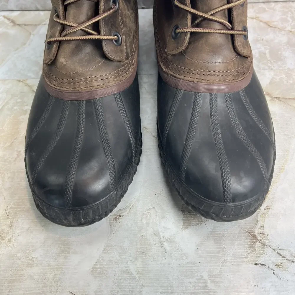 Sorel Cheyanne II Brown Leather Lace up Waterproof Duck Boot Mens Size 13